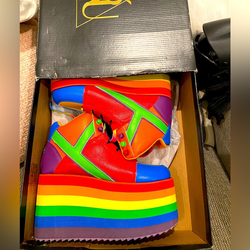 Brand new in box YRU brand Rainbow Pride shoes!